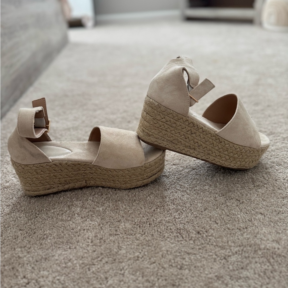 SHEIN Cream Espadrille Wedges